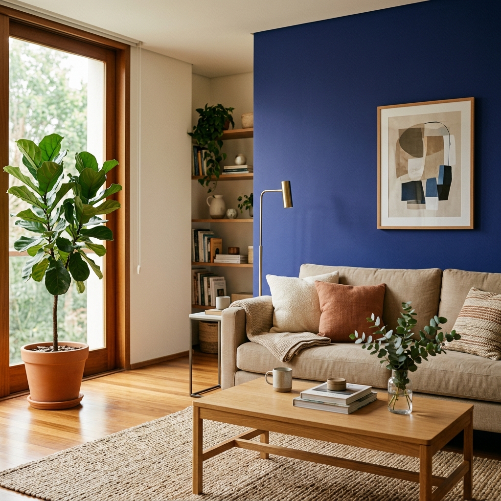 Sala pintada em Azul Líder